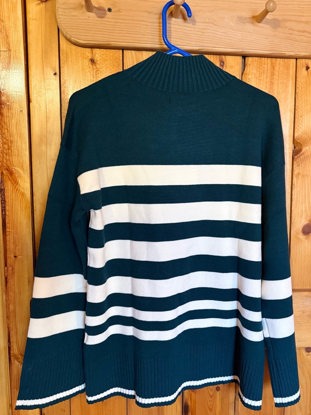 NWT Women's Deep Teal and Cream Striped Sweater (M)